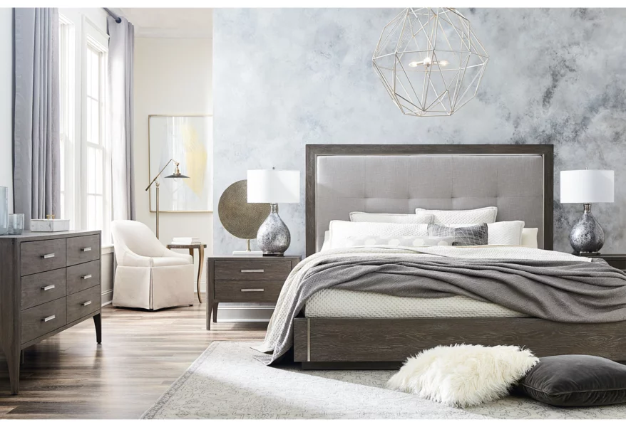 Modern - Astor and Rivoli Queen Bedroom Group by Bassett at Esprit Decor Home Furnishings